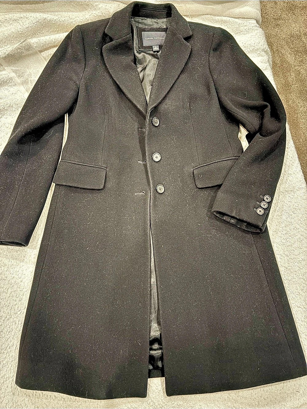 Banana Republic Black Wool-dress overcoat Size Small